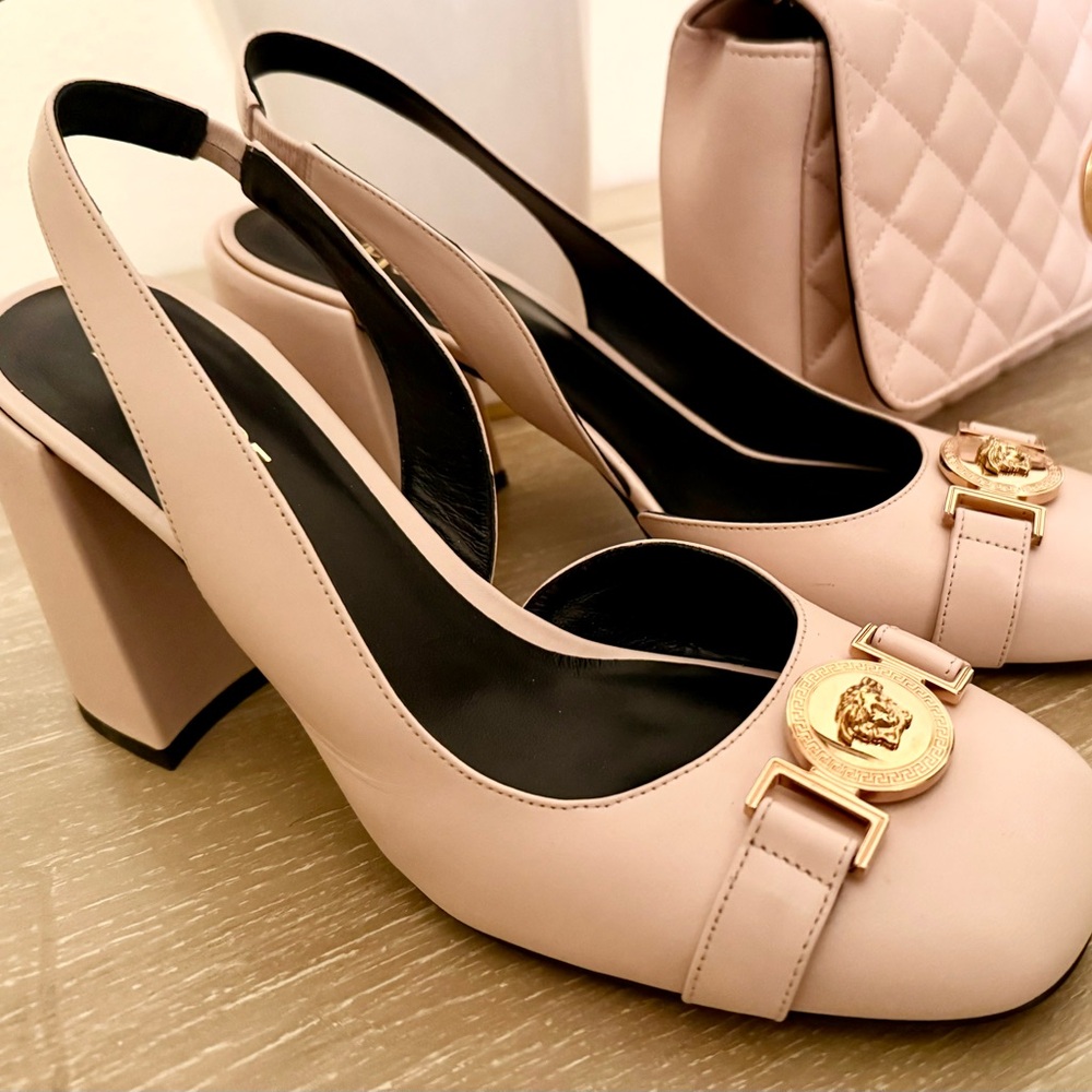 Elegant Pink Versace Slingback Heels